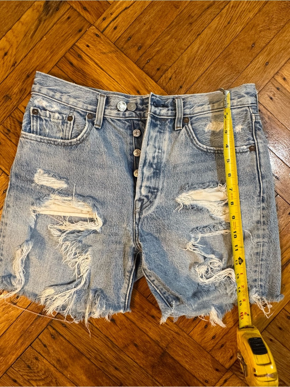 Levi's Light Blue Distressed Cutoff Denim Shorts